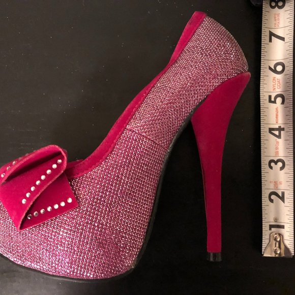 Fuchsia Andres Machado Sparkle Heels - Picture 6 of 7